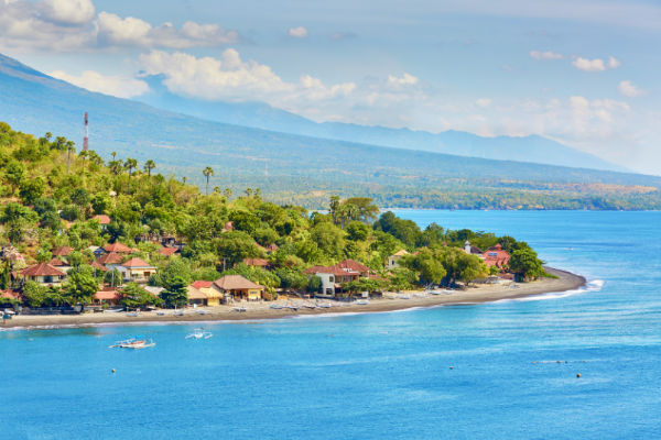 Scenic beach landscape in Amed, Bali