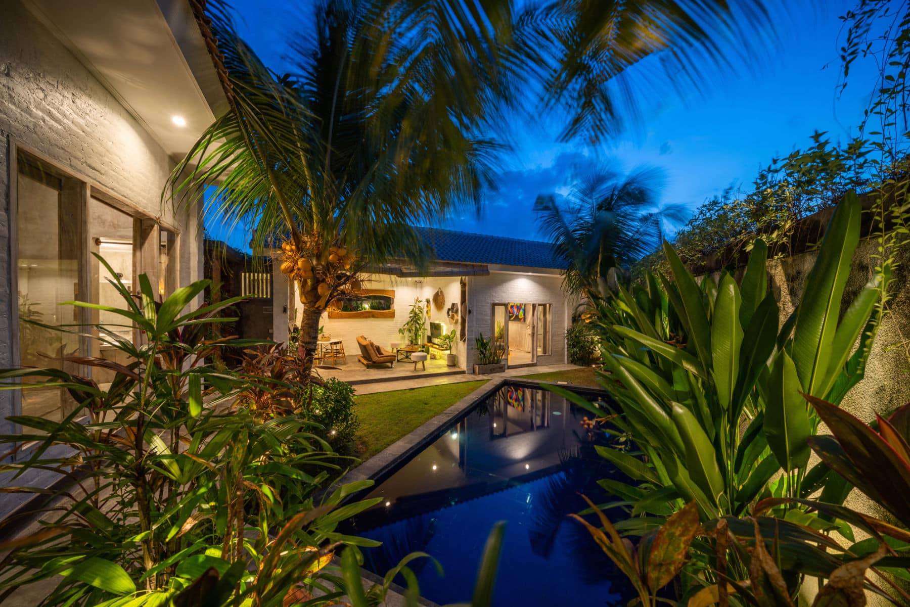 Canggu, Bali, Indonesia, 12 August 2018. Modern house with swimm