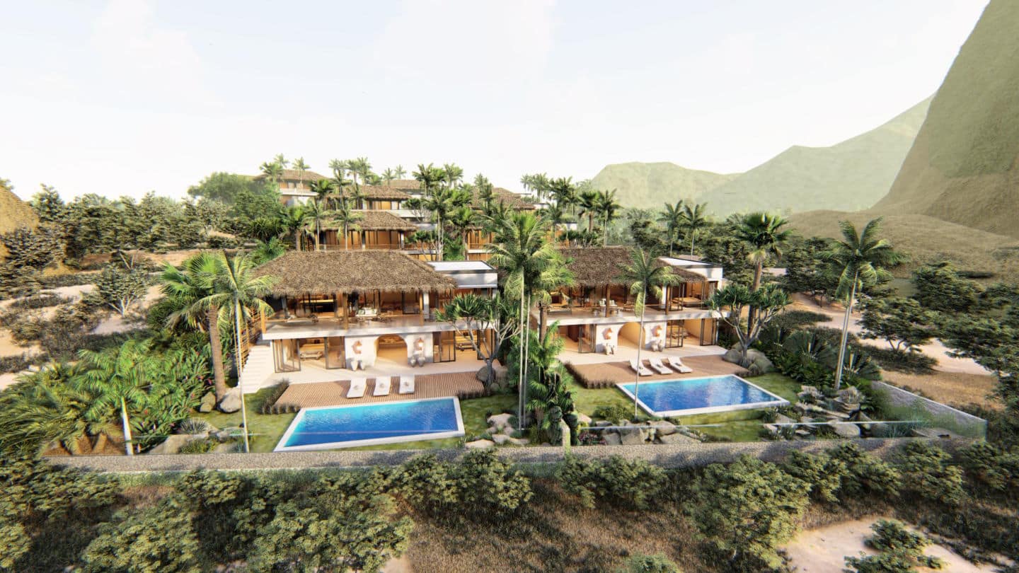 Overview of Vesica Villas Celuke villa complex in Amed.