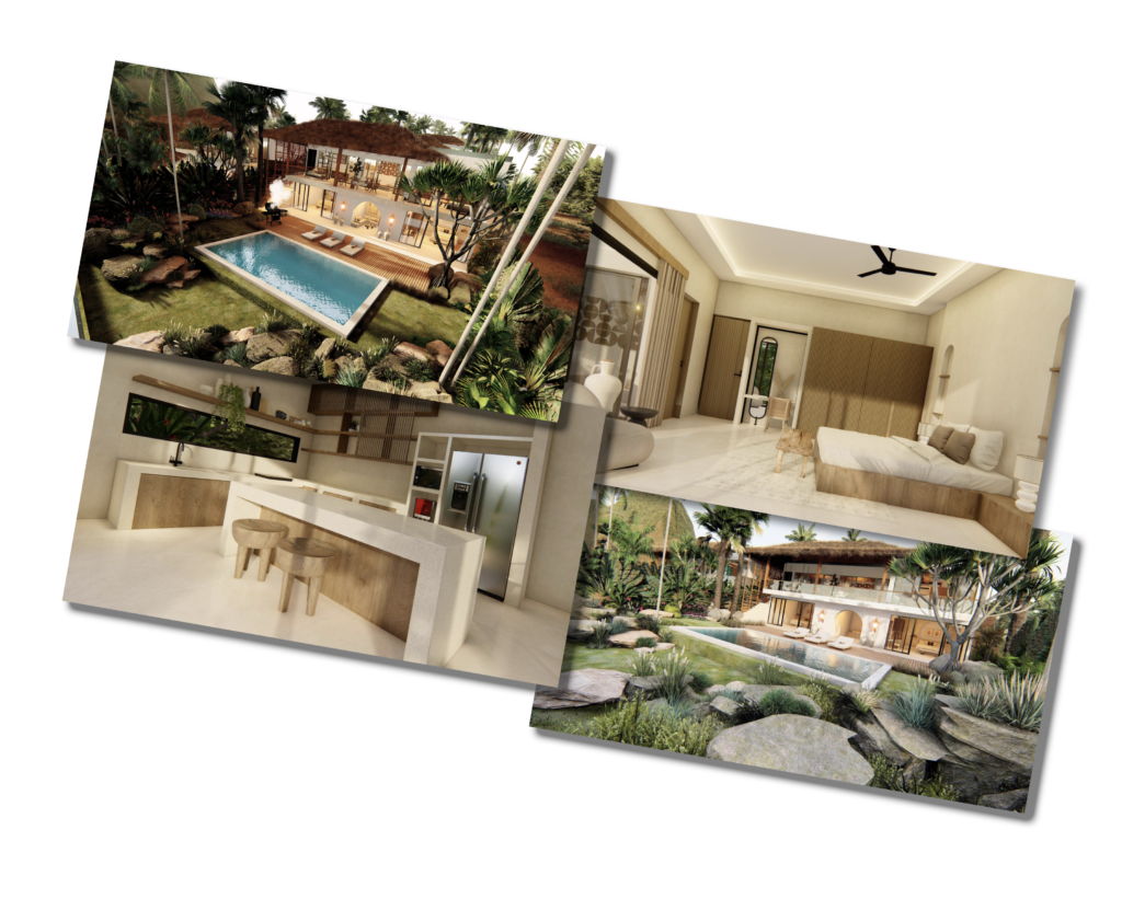 Gallery images of complex on the Vesica Villas Celuke development in Amed, Bali.