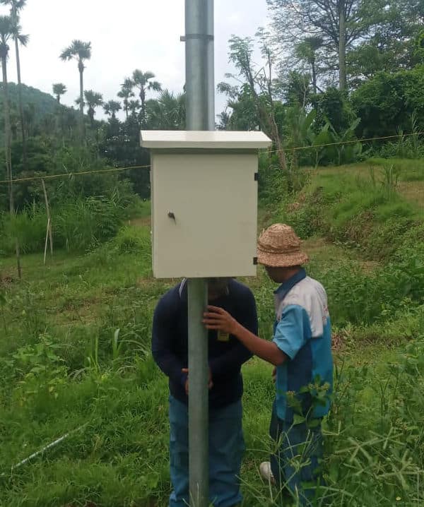 Engineers installing the 550kw electricity supply.